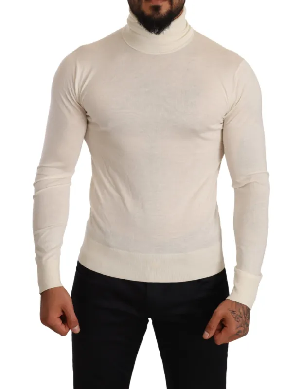 Ivory Cashmere-Silk Blend Turtleneck Sweater sold by Louxly