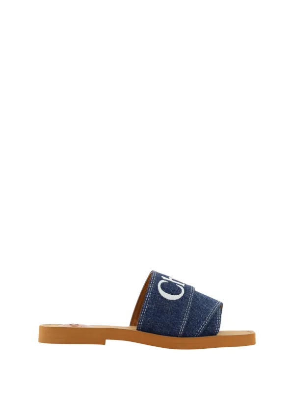 Sumptuous Cotton Woody Slide Sandals in Denim Blue sold by Louxly