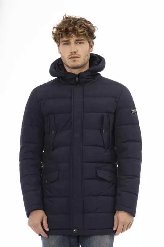 Blue Polyester Men Jacket sold by Louxly