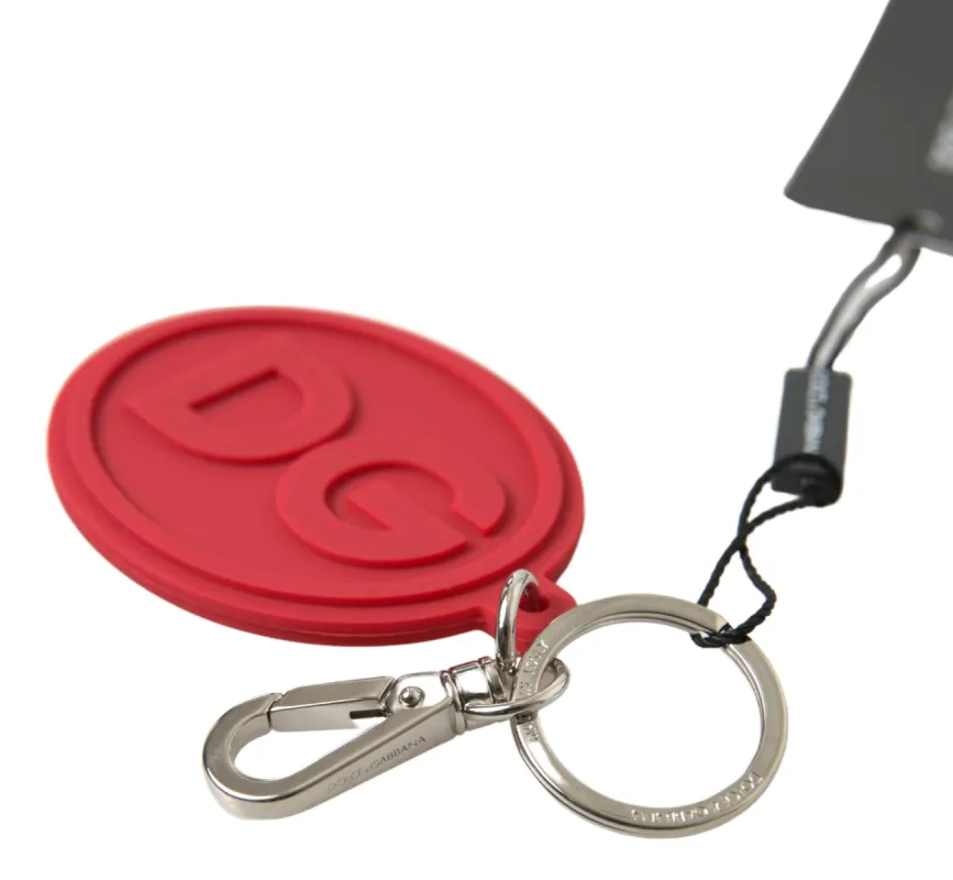 Chic Red Rubber and Brass Designer Keychain sold by Louxly