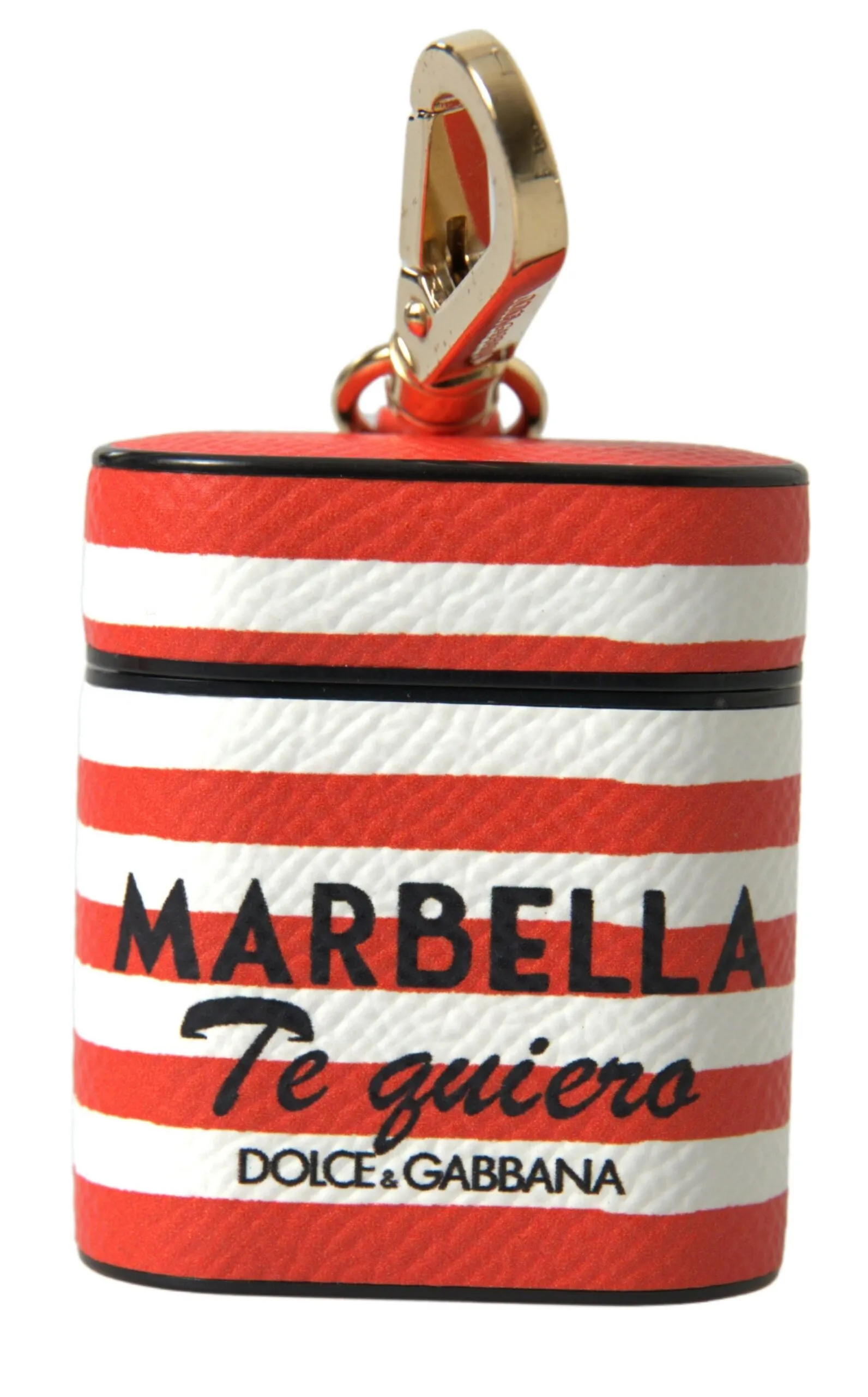 Chic Orange Striped Leather Airpods Case sold by Louxly