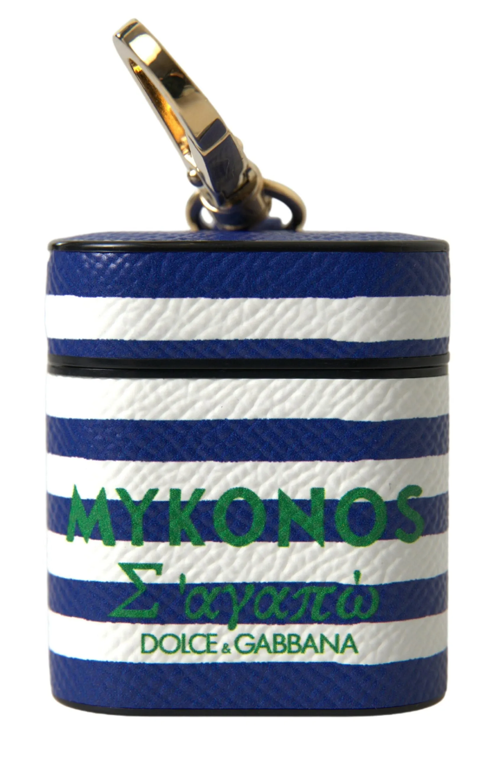 Chic Blue Striped Leather Airpods Case sold by Louxly