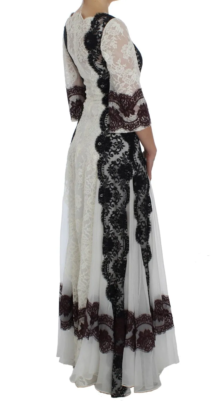 Floral Lace Silk Blend Maxi Dress sold by Louxly product image thumbnail 4
