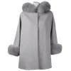 Elegant Wool Short Coat with Fur Accents sold by Louxly