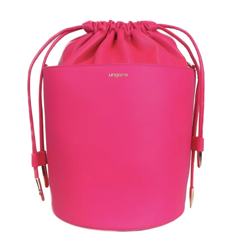 Fuchsia Elegance Leather Bucket Bag sold by Louxly