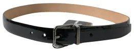 Elegant Black Leather Belt with Metal Buckle sold by Louxly