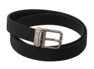 Elegant Black Leather Belt with Metal Buckle sold by Louxly