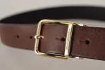 Elegant Brown Leather Belt with Metal Buckle sold by Louxly