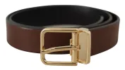 Elegant Brown Leather Belt with Metal Buckle sold by Louxly