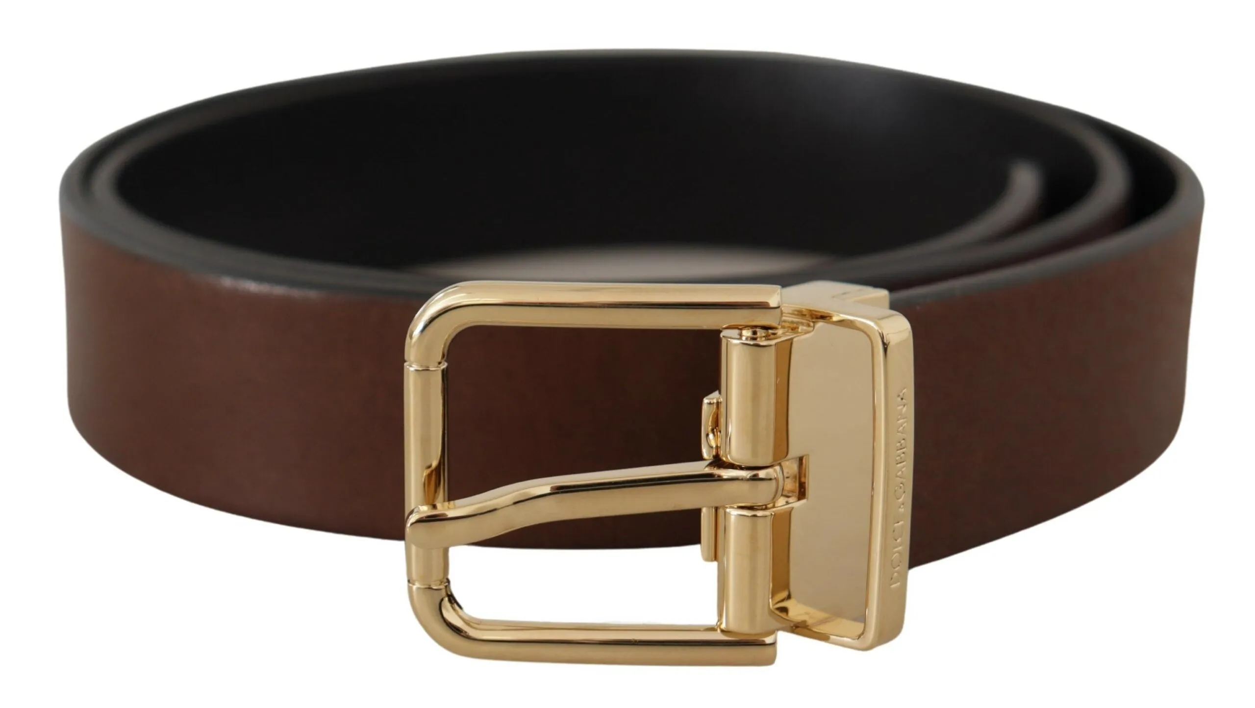 Elegant Brown Leather Belt with Metal Buckle sold by Louxly