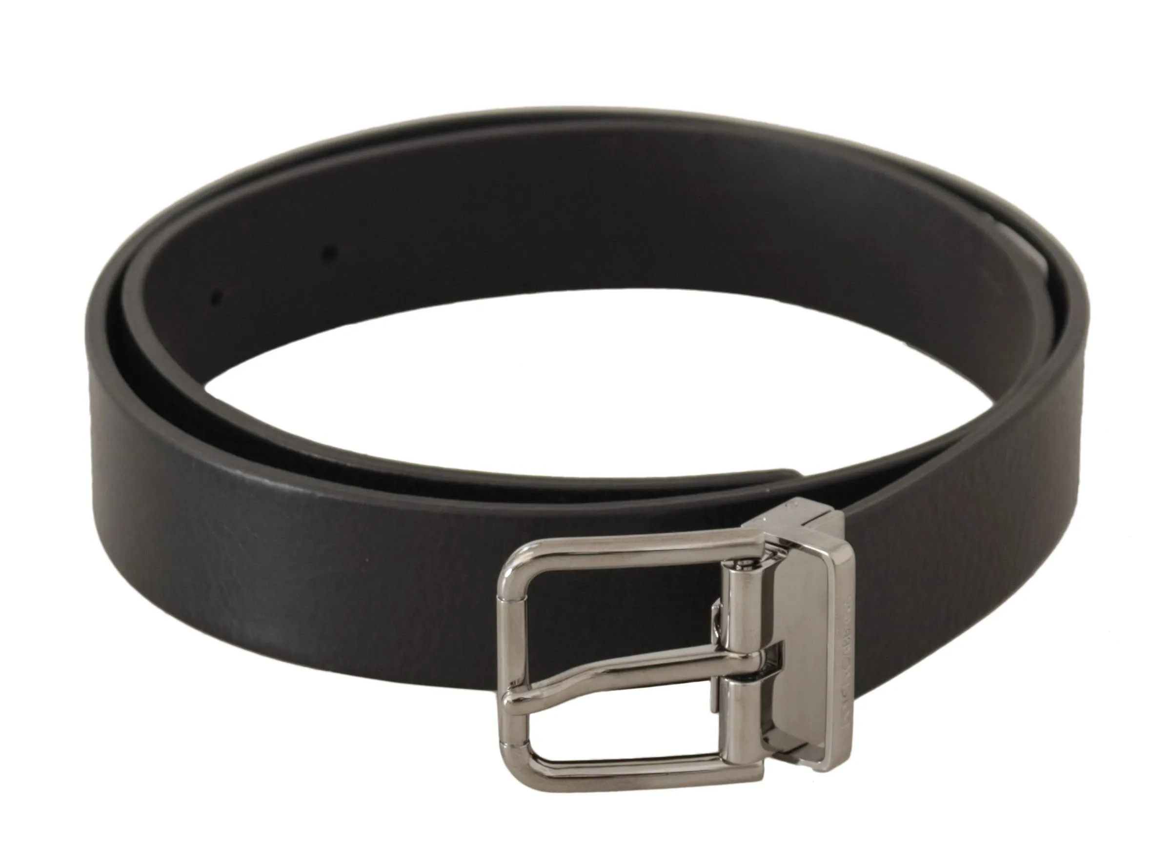 Elegant Black Leather Belt with Metal Buckle sold by Louxly