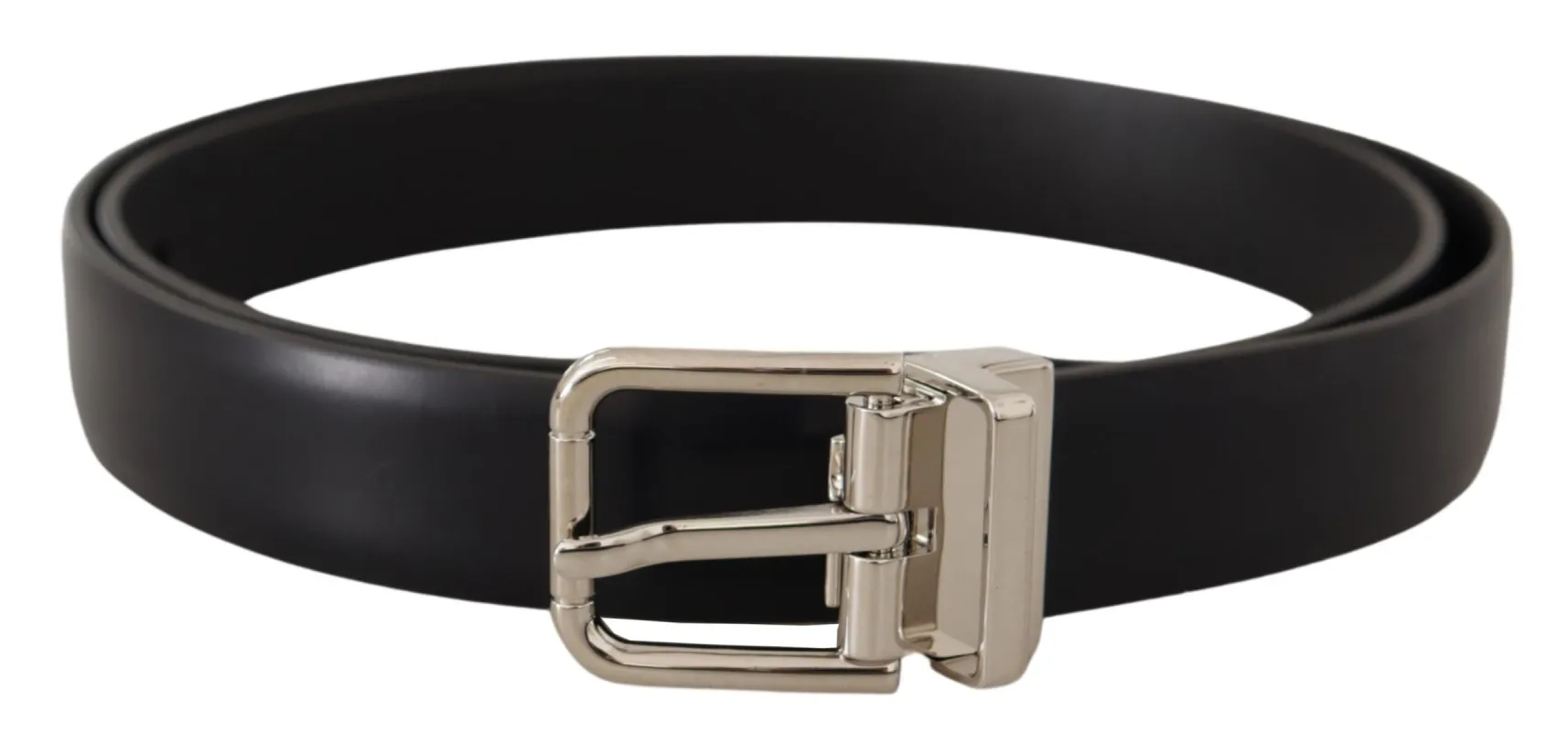 Elegant Black Leather Belt with Metal Buckle sold by Louxly