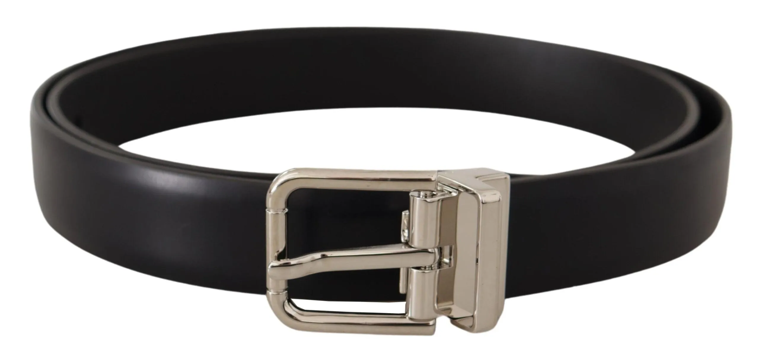 Elegant Black Leather Belt with Metal Buckle sold by Louxly