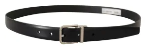 Elegant Black Leather Belt with Metal Buckle sold by Louxly