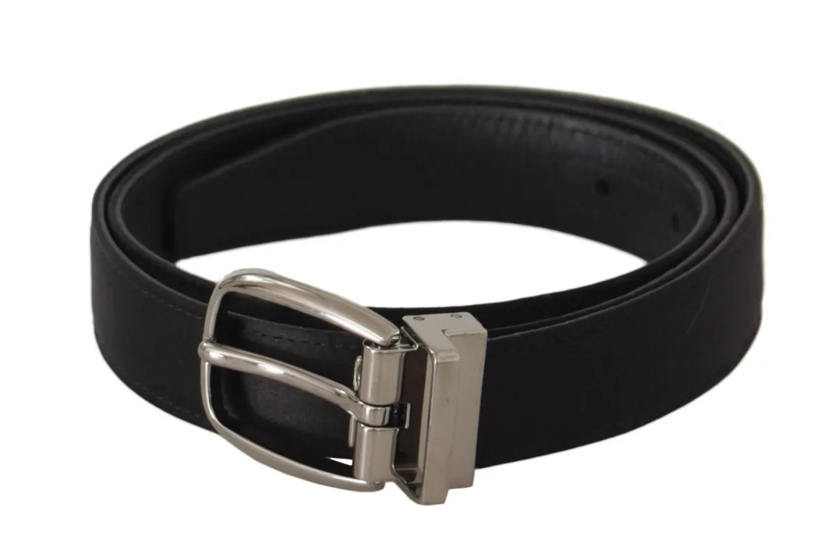 Elegant Silk Leather Belt with Logo Buckle sold by Louxly