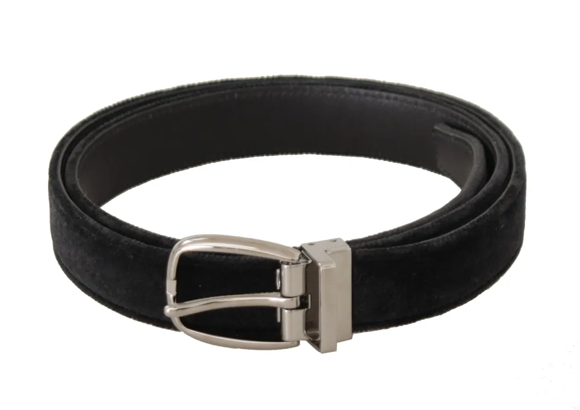 Elegant Velvet Designer Belt with Logo Engraved Buckle sold by Louxly