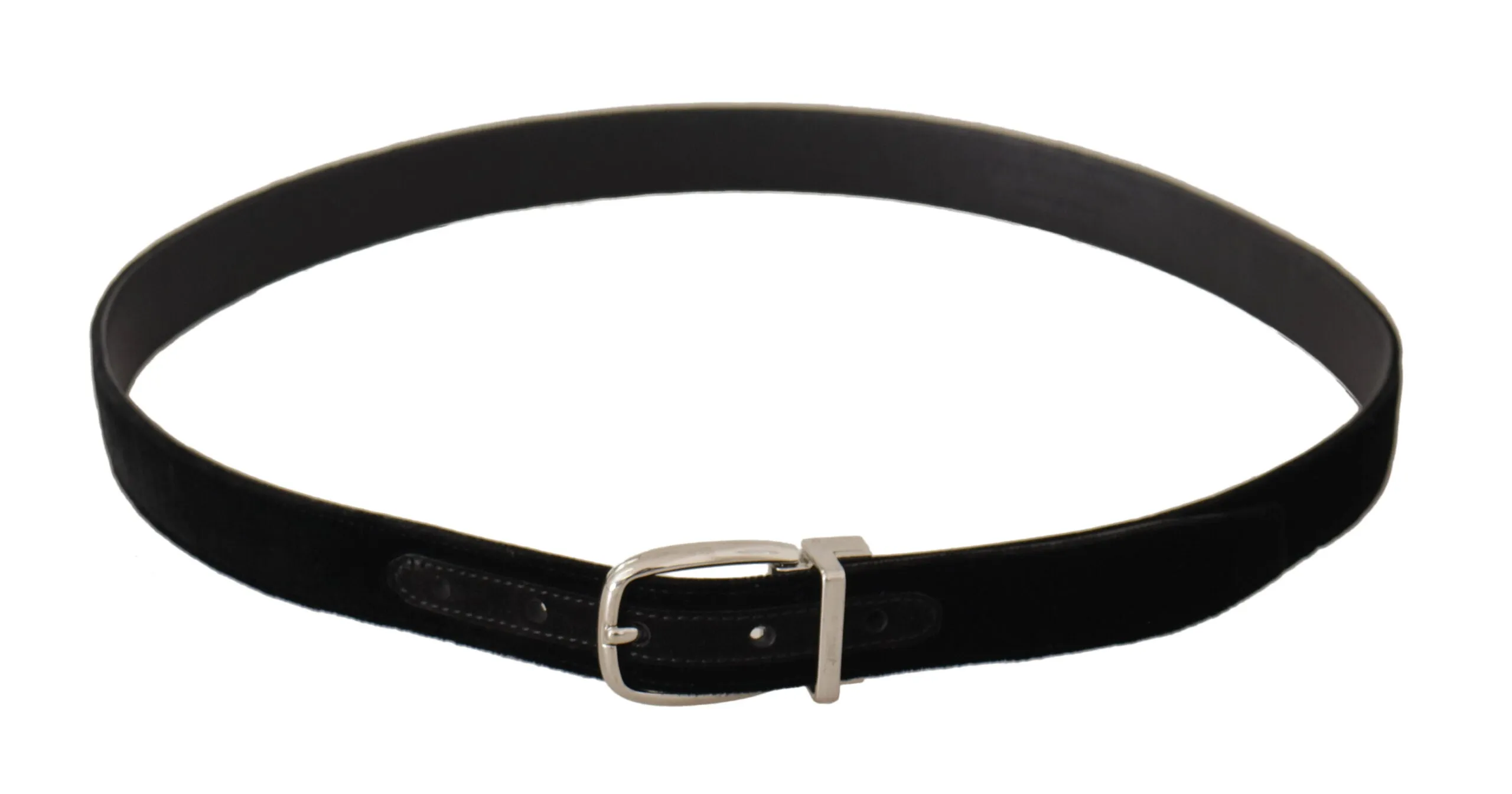 Elegant Velvet Black Belt with Logo Buckle sold by Louxly product image thumbnail 3