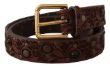 Elegant Leather Belt with Engraved Buckle sold by Louxly
