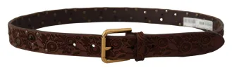 Elegant Leather Belt with Engraved Buckle sold by Louxly