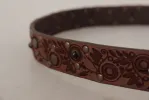 Elegant Leather Belt with Engraved Buckle sold by Louxly