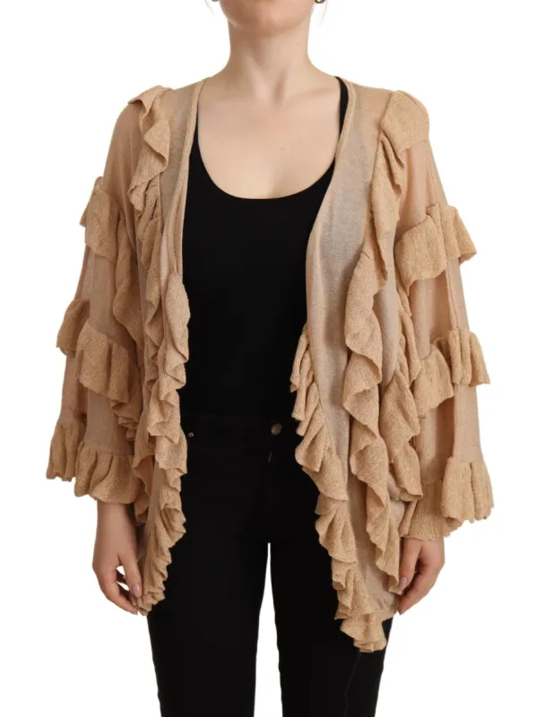 Chic Beige Long Sleeve Open Front Cardigan sold by Louxly