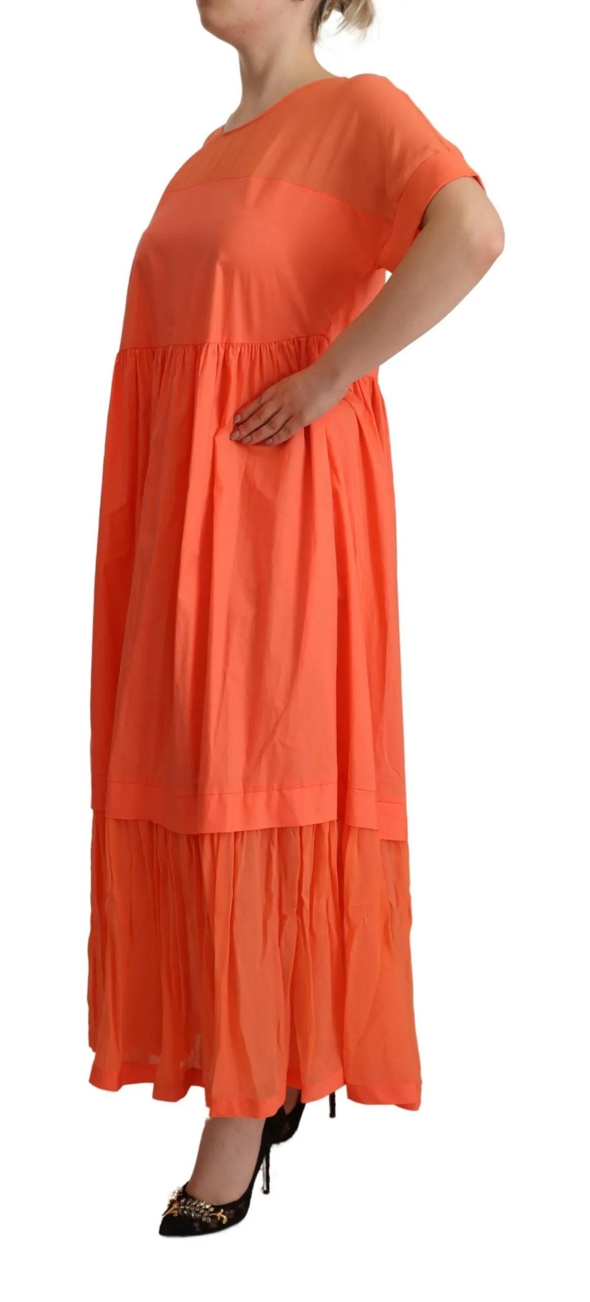 Elegant Coral Maxi Dress with Short Sleeves sold by Louxly product image thumbnail 2