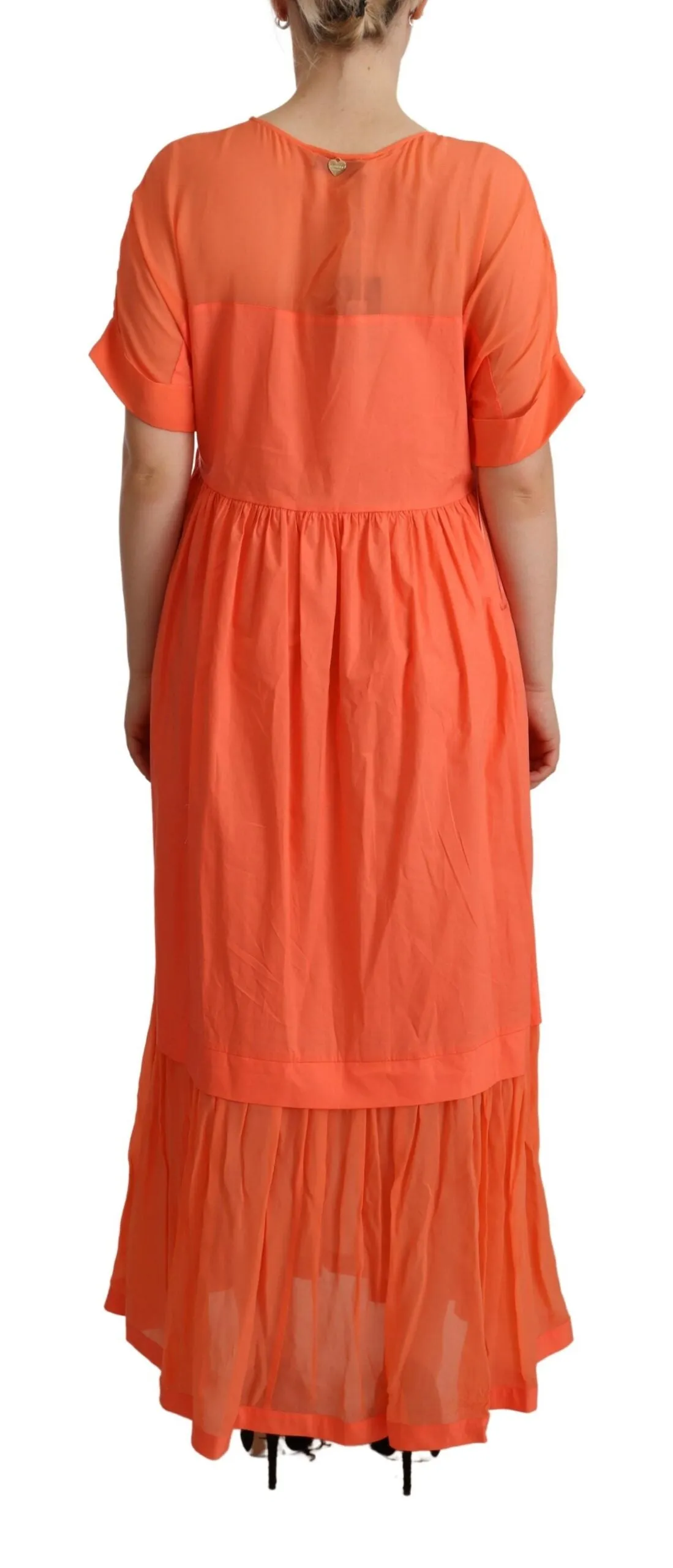 Elegant Coral Maxi Dress with Short Sleeves sold by Louxly product image thumbnail 3