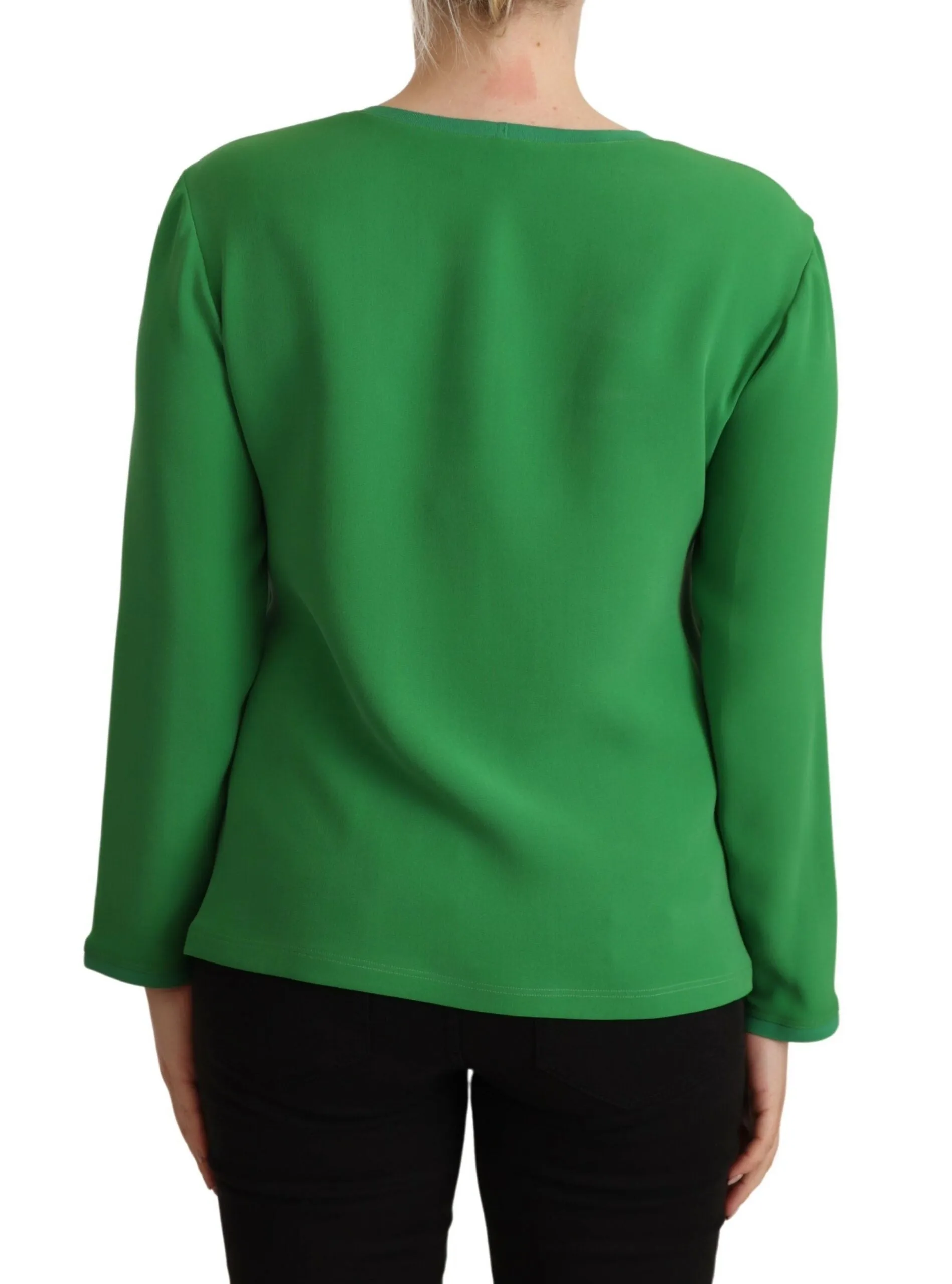 Elegant Silk Long Sleeve Sweater in Lush Green sold by Louxly product image thumbnail 3