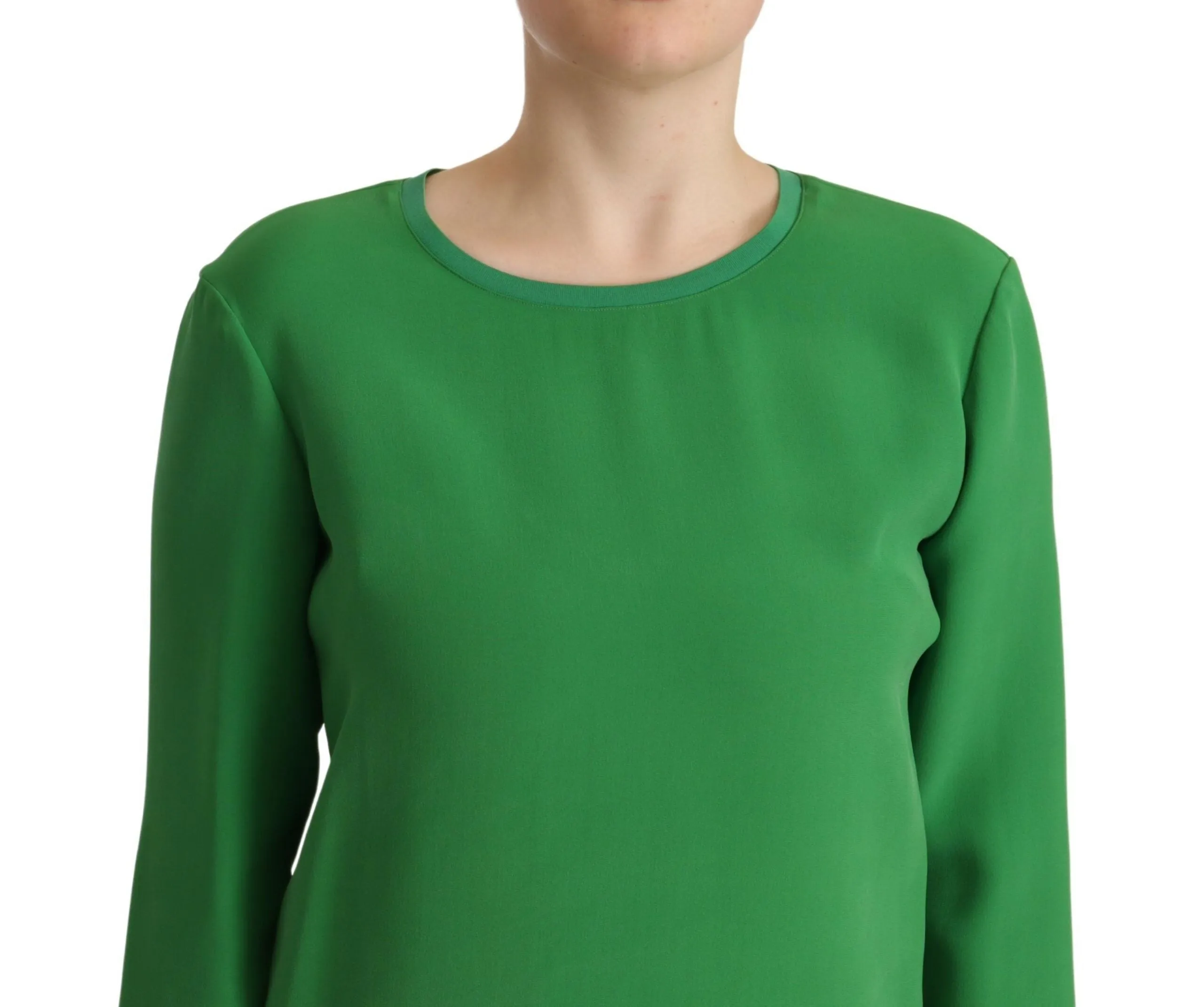 Elegant Silk Long Sleeve Sweater in Lush Green sold by Louxly product image thumbnail 4