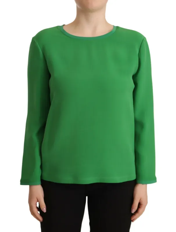 Elegant Silk Long Sleeve Sweater in Lush Green sold by Louxly