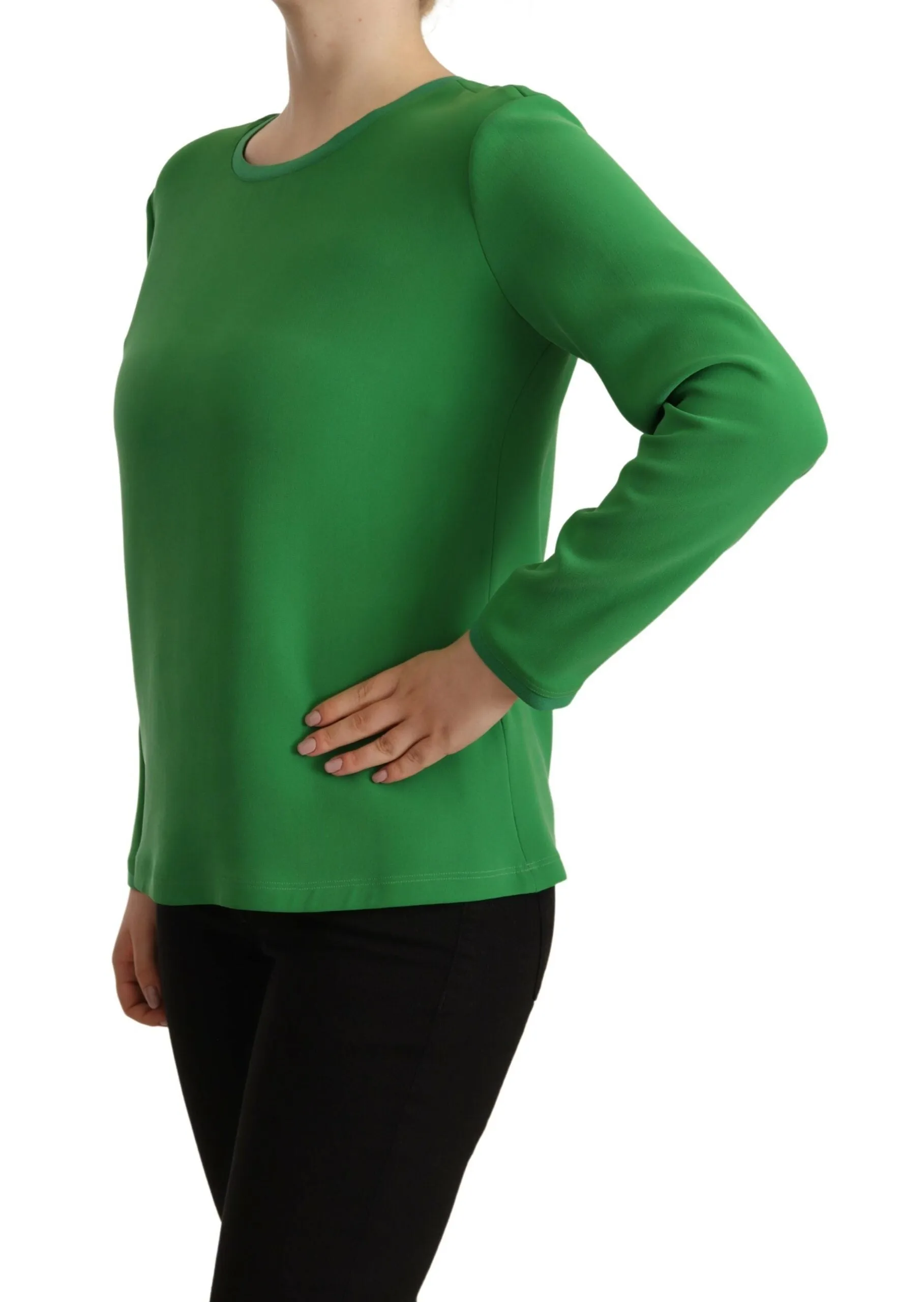 Elegant Silk Long Sleeve Sweater in Lush Green sold by Louxly product image thumbnail 2