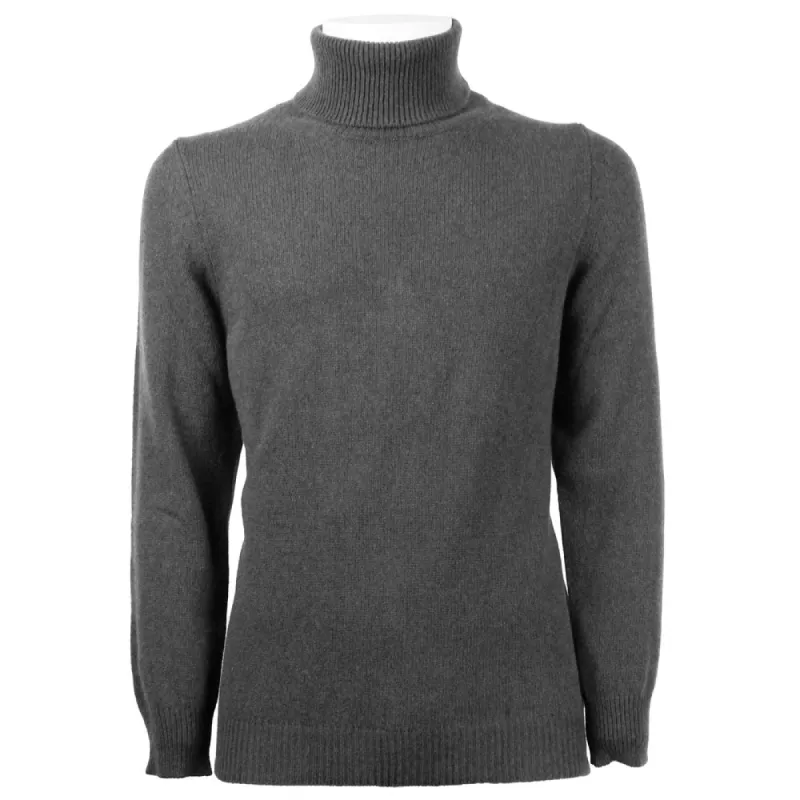 Elegant Gray Cashmere Turtleneck Sweater sold by Louxly