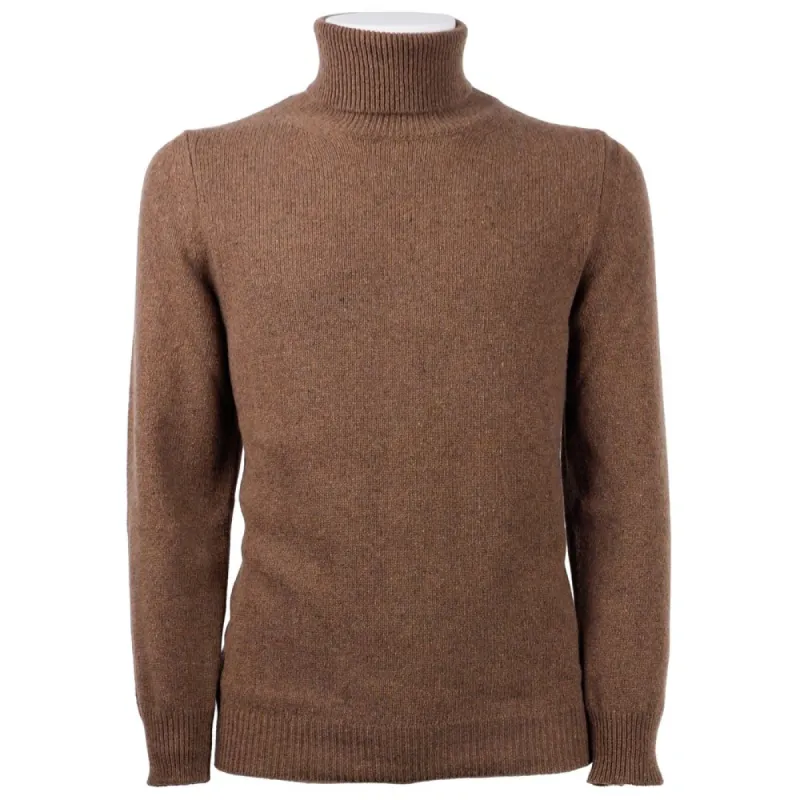Elegant Cashmere Turtleneck Sweater in Brown sold by Louxly