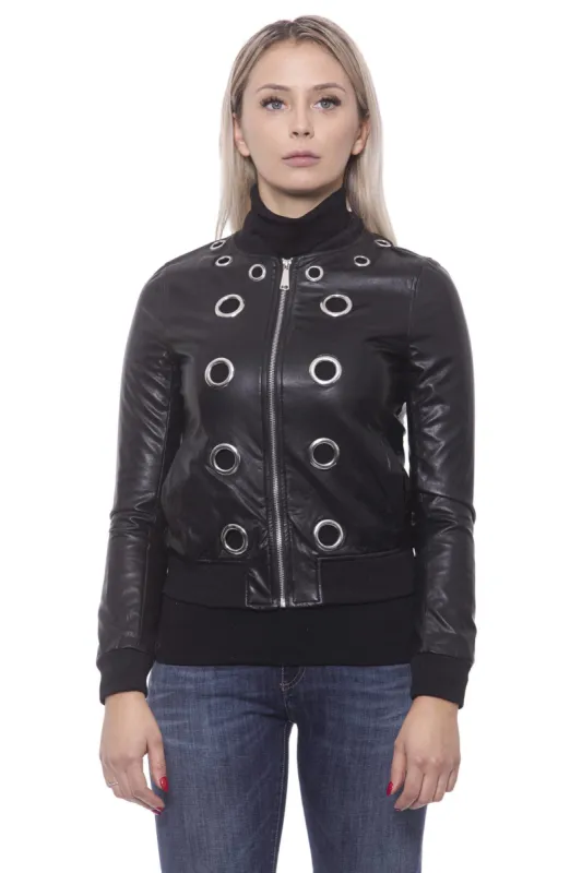 Chic Eco-Leather Studded Slim Jacket sold by Louxly