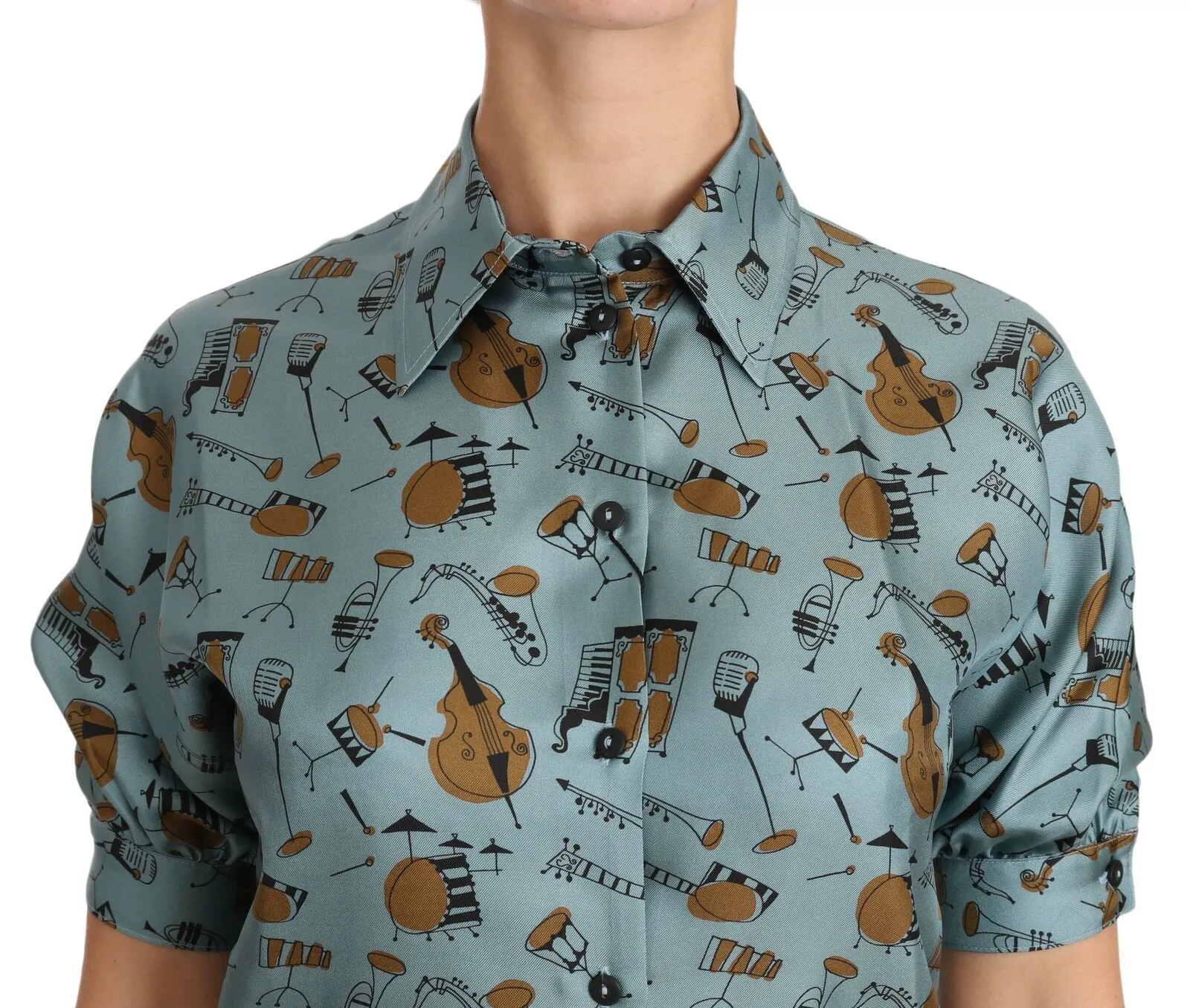 Elegant Multicolor Silk Blouse with Collar sold by Louxly product image thumbnail 2