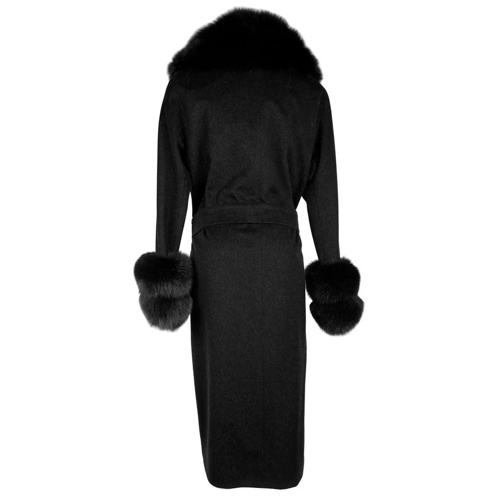 Elegant Virgin Wool Coat with Luxe Fox Fur Trim sold by Louxly product image thumbnail 2