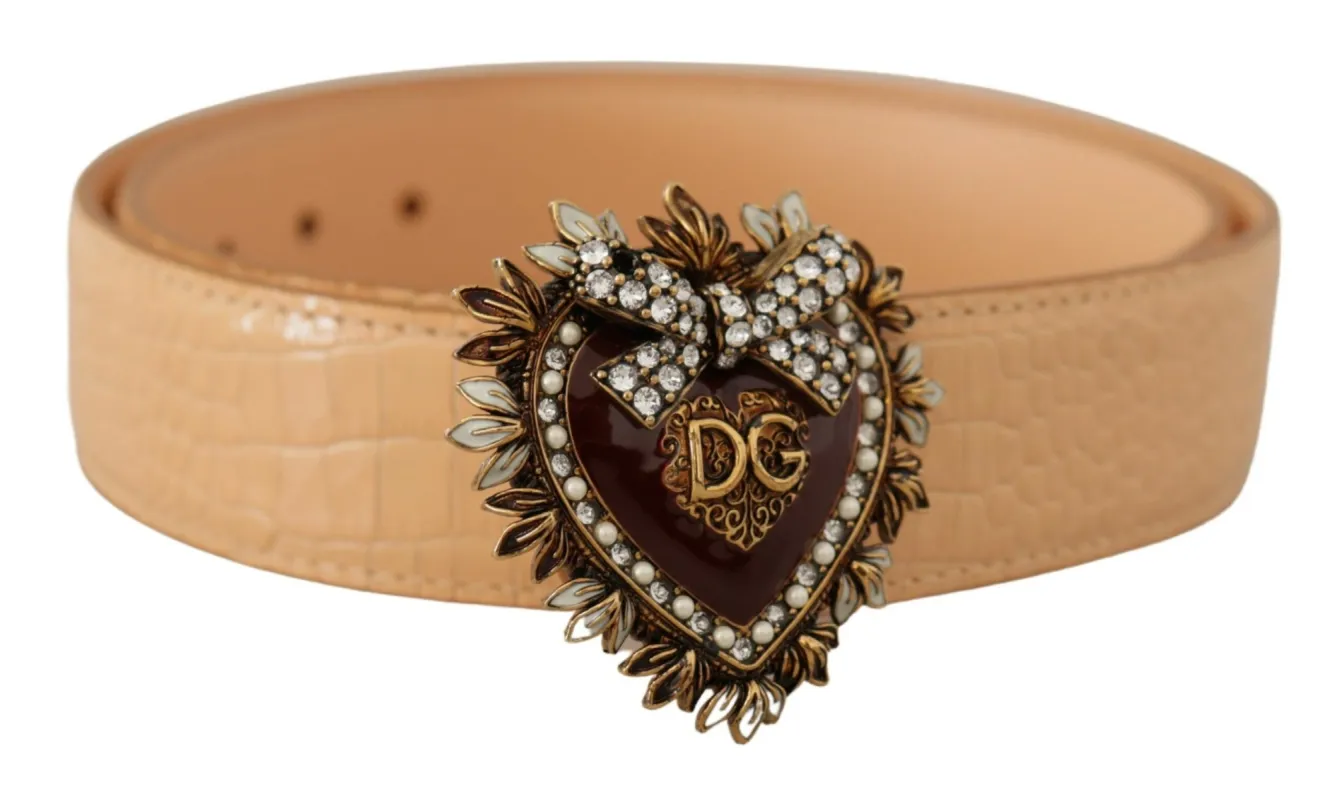 Enchanting Nude Leather Belt with Engraved Buckle sold by Louxly