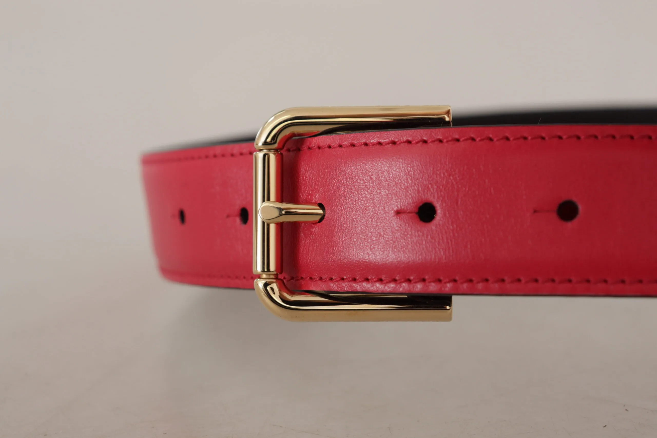 Elegant Red Leather Belt with Gold-Tone Buckle sold by Louxly product image thumbnail 4