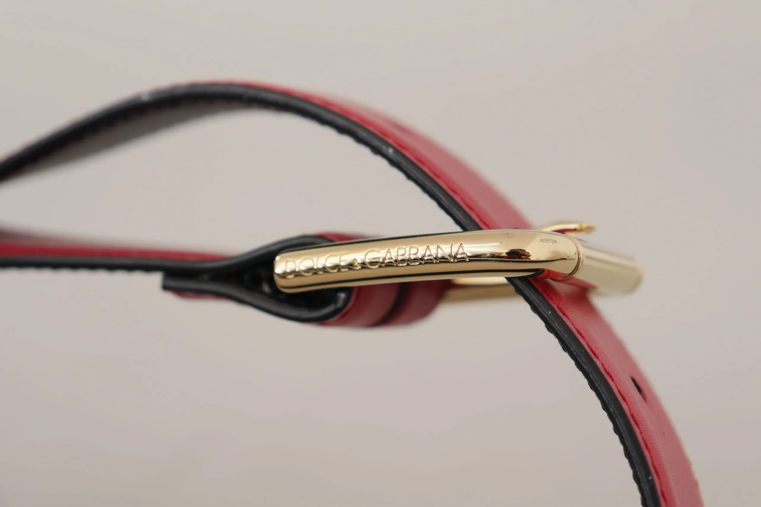 Elegant Red Leather Belt with Gold-Tone Buckle sold by Louxly product image thumbnail 5