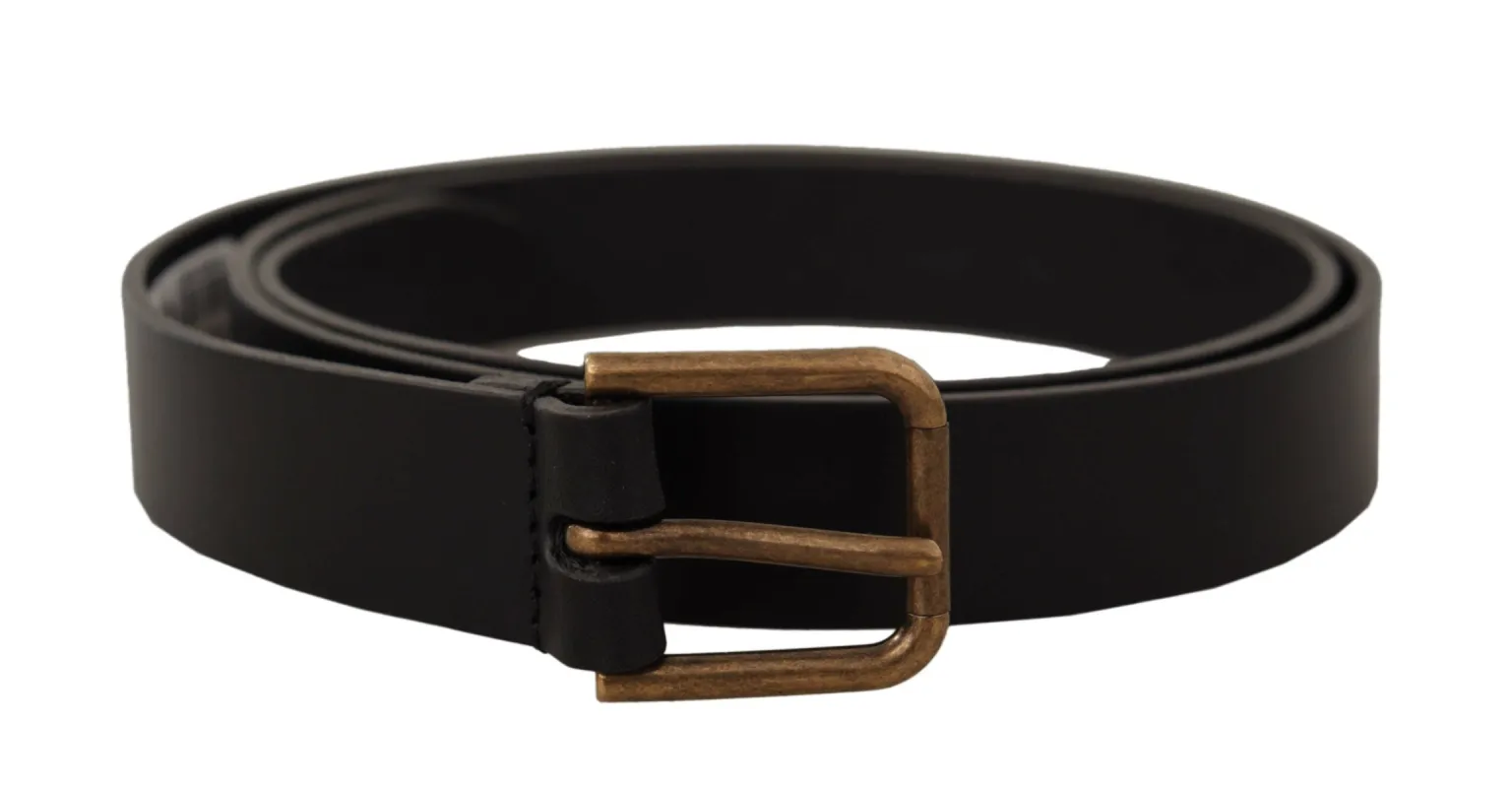 Elegant Black Leather Belt with Metal Buckle sold by Louxly