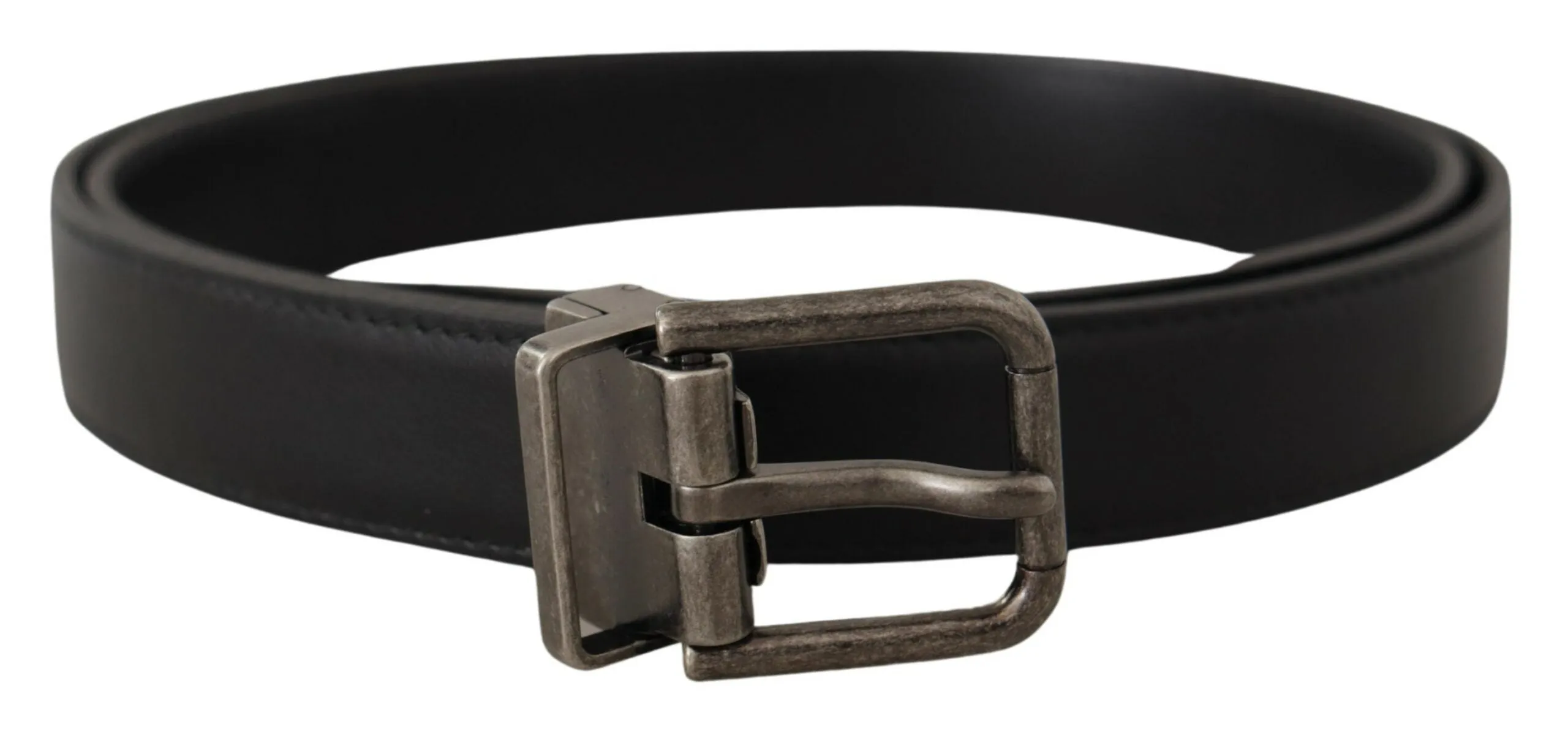 Elegant Black Leather Belt with Metal Buckle sold by Louxly