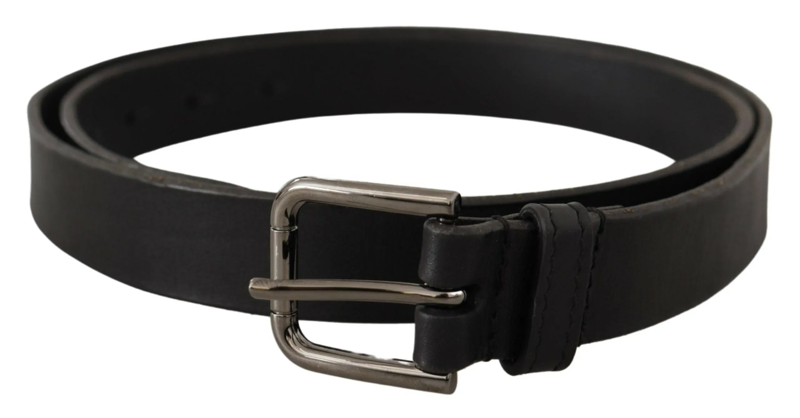 Elegant Black Leather Belt with Metal Buckle sold by Louxly
