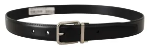 Sleek Black Leather Belt with Metal Buckle sold by Louxly