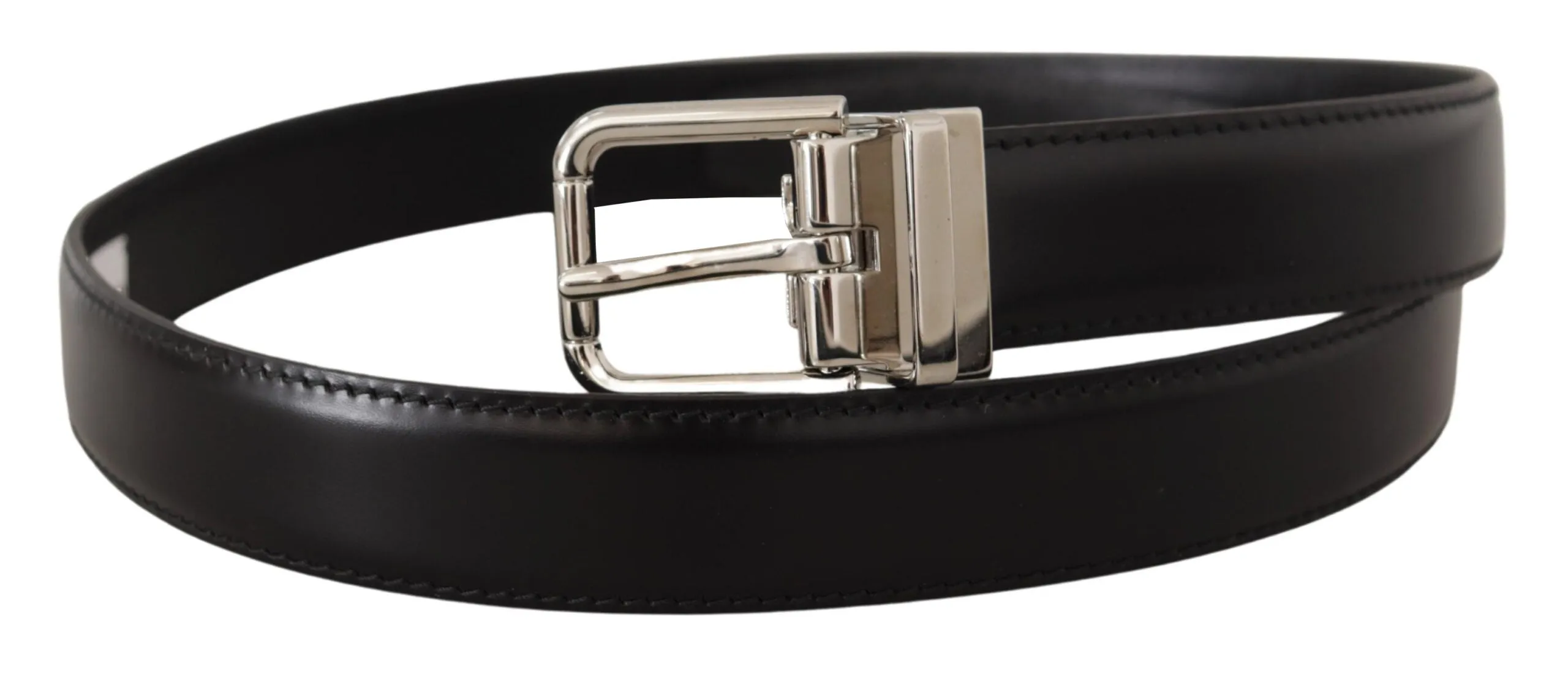 Sleek Black Leather Belt with Metal Buckle sold by Louxly product image thumbnail 3