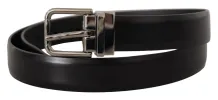Elegant Black Leather Belt with Metal Buckle sold by Louxly