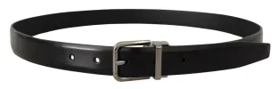 Elegant Black Leather Belt with Metal Buckle sold by Louxly