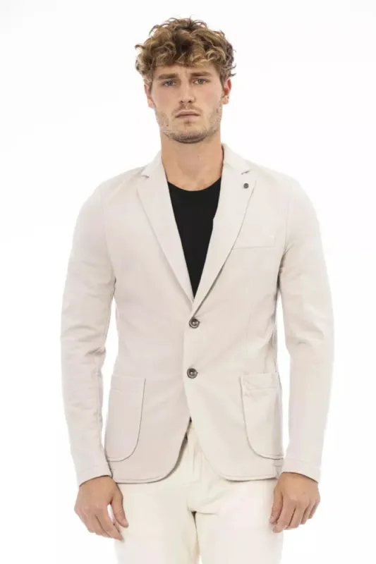 Chic Beige Cotton Blend Jacket sold by Louxly