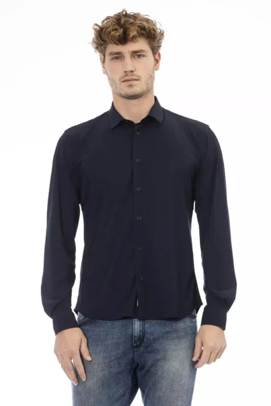 Sleek Sapphire Slim Men's Shirt sold by Louxly