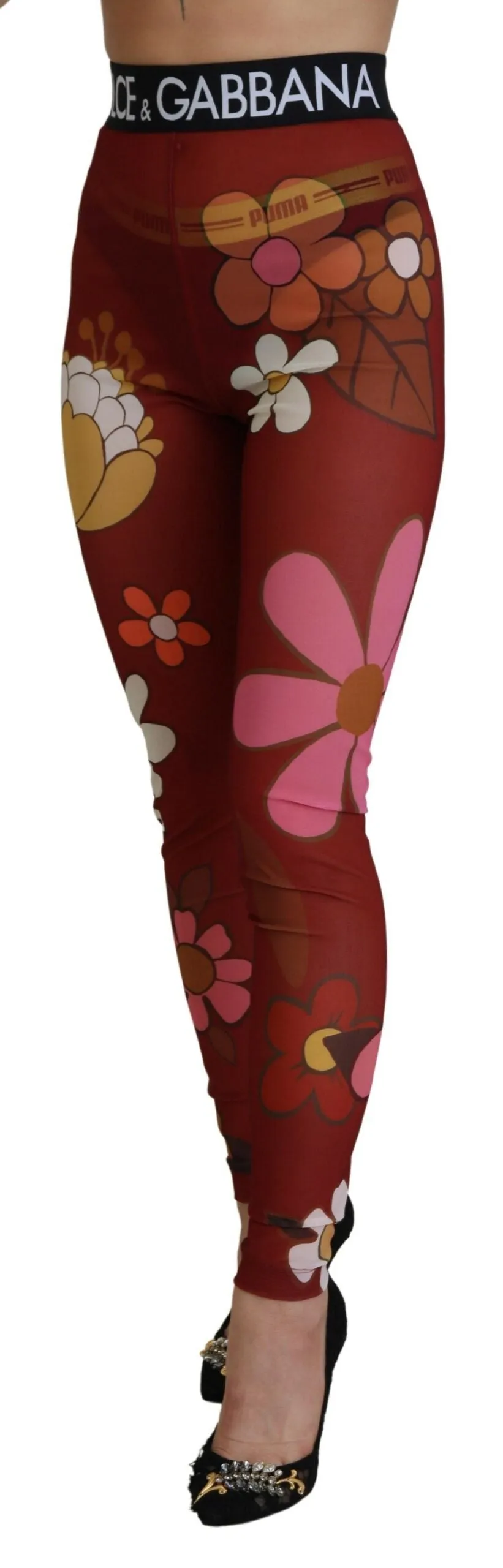 Floral Red High Waist Leggings sold by Louxly product image thumbnail 2