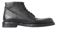 Equisite Black Lace-Up Leather Boots sold by Louxly